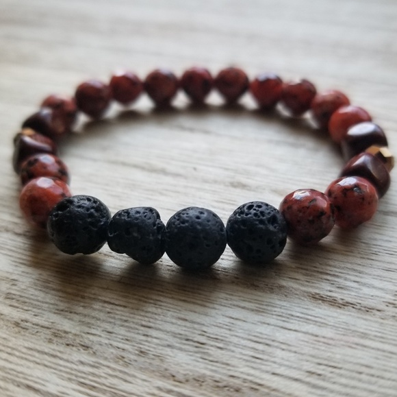 Orange Agate + Lava Diffuser Bracelet - Picture 3 of 4